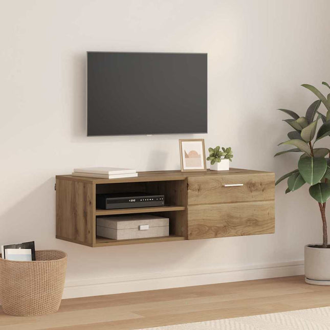 Meuble TV chêne artisanal 100.5 x 39 x 30 cm Bois d'ingénierie