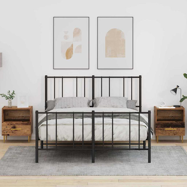 Table de chevet avec tiroir 2 pcs Bois ancien 40 x 35 x 47.5 cm