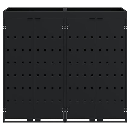 Rangement de poubelle à roulettes pour 2 poubelles Noir