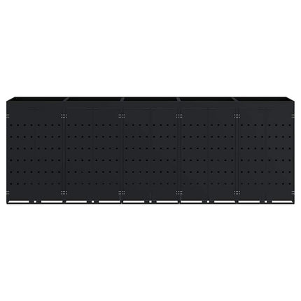 Rangement de poubelle à roulettes pour 5 poubelles Noir