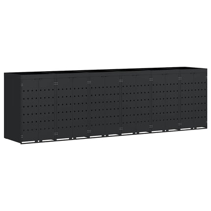 Rangement de poubelle à roulettes pour 6 poubelles Noir