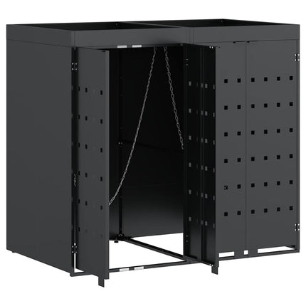 Rangement de poubelle à roulettes pour 2 poubelles Anthracite