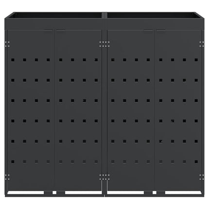 Rangement de poubelle à roulettes pour 2 poubelles Anthracite