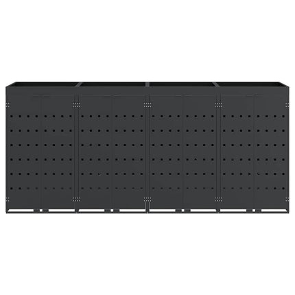 Rangement de poubelle à roulettes pour 4 poubelles Anthracite