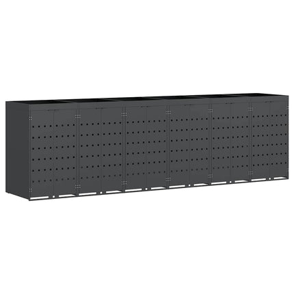 Rangement de poubelle à roulettes pour 6 poubelles Anthracite