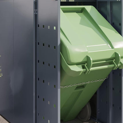 Rangement de poubelle à roulettes pour 3 poubelles Gris clair