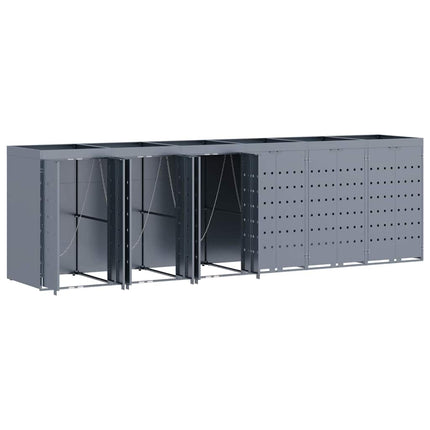 Rangement de poubelle à roulettes pour 6 poubelles Gris clair