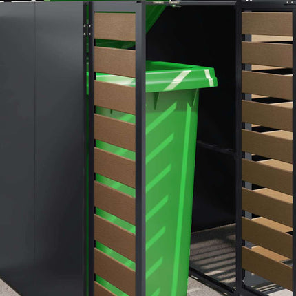 Rangement de poubelle à roulettes pour 3 poubelles Anthracite