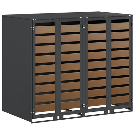 Rangement de poubelle à roulettes pour 3 poubelles Anthracite