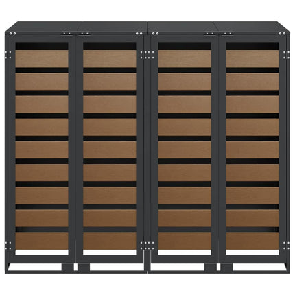 Rangement de poubelle à roulettes pour 3 poubelles Anthracite