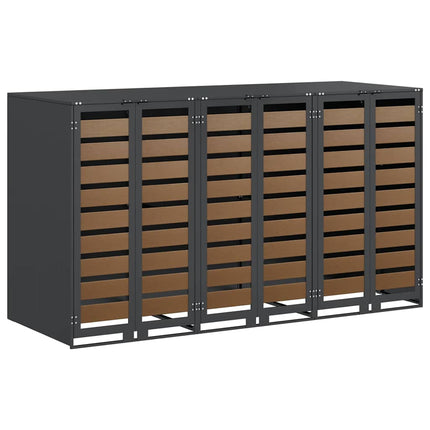 Rangement de poubelle à roulettes pour 3 poubelles Anthracite