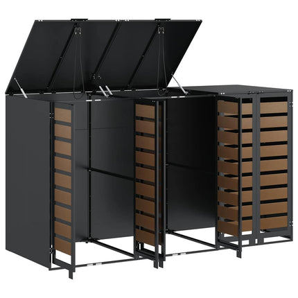 Rangement de poubelle à roulettes pour 3 poubelles Anthracite