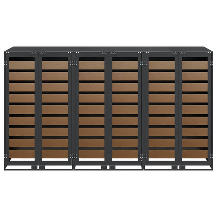 Rangement de poubelle à roulettes pour 3 poubelles Anthracite