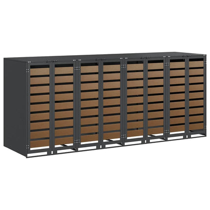 Rangement de poubelle à roulettes pour 3 poubelles Anthracite