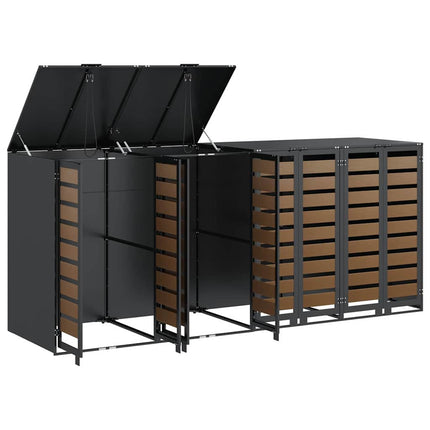 Rangement de poubelle à roulettes pour 3 poubelles Anthracite