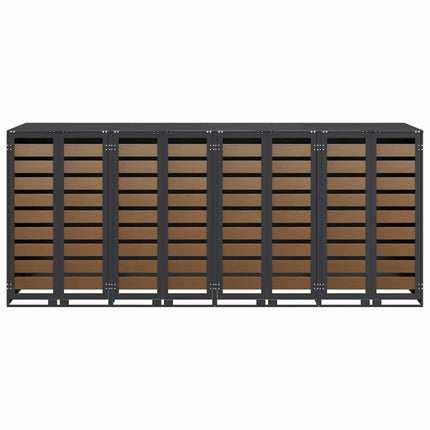 Rangement de poubelle à roulettes pour 3 poubelles Anthracite