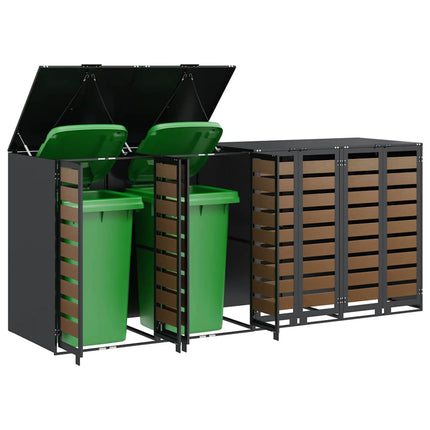 Rangement de poubelle à roulettes pour 3 poubelles Anthracite