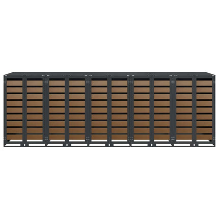 Rangement de poubelle à roulettes pour 3 poubelles Anthracite