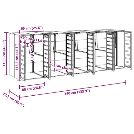 Rangement de poubelle à roulettes pour 3 poubelles Anthracite