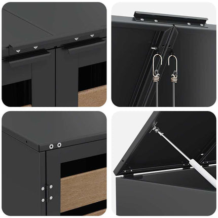 Rangement de poubelle à roulettes pour 3 poubelles Anthracite