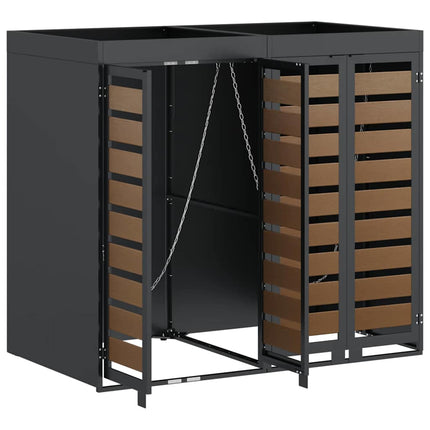 Rangement de poubelle à roulettes pour 3 poubelles Anthracite