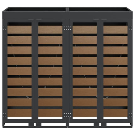 Rangement de poubelle à roulettes pour 3 poubelles Anthracite