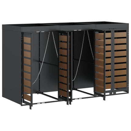 Rangement de poubelle à roulettes pour 3 poubelles Anthracite