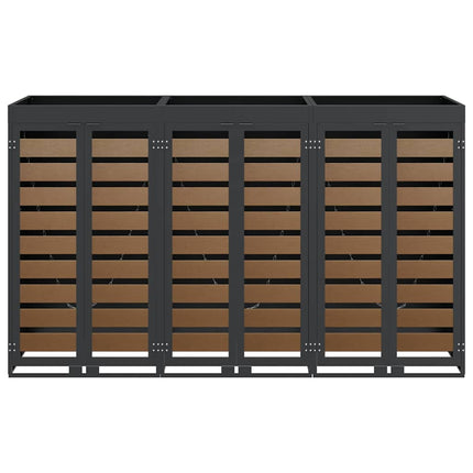 Rangement de poubelle à roulettes pour 3 poubelles Anthracite