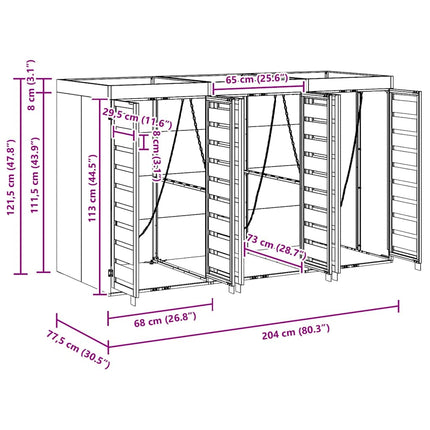 Rangement de poubelle à roulettes pour 3 poubelles Anthracite