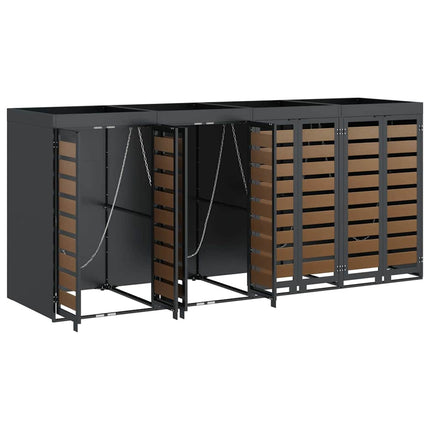 Rangement de poubelle à roulettes pour 3 poubelles Anthracite