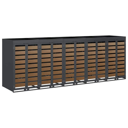 Rangement de poubelle à roulettes pour 3 poubelles Anthracite