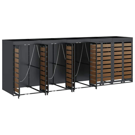 Rangement de poubelle à roulettes pour 3 poubelles Anthracite