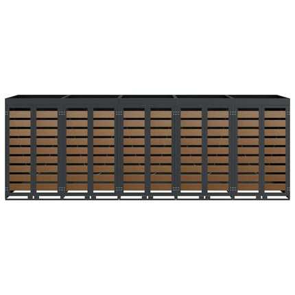 Rangement de poubelle à roulettes pour 3 poubelles Anthracite