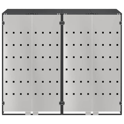 Rangement de poubelle à roulettes pour 3 poubelles Anthracite