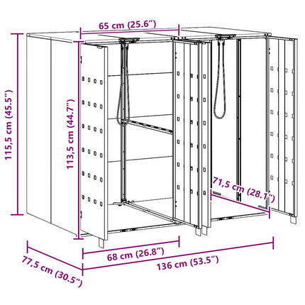 Rangement de poubelle à roulettes pour 3 poubelles Anthracite