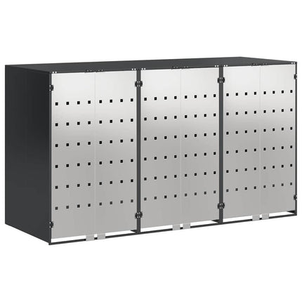 Rangement de poubelle à roulettes pour 3 poubelles Anthracite