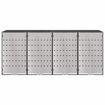 Rangement de poubelle à roulettes pour 3 poubelles Anthracite