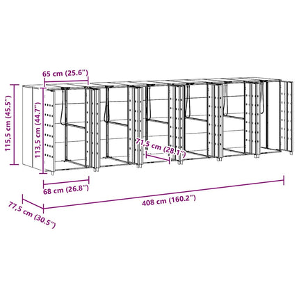 Rangement de poubelle à roulettes pour 3 poubelles Anthracite