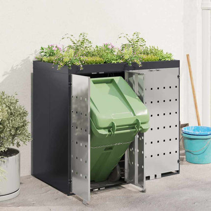 Rangement de poubelle à roulettes pour 3 poubelles Anthracite