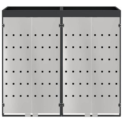 Rangement de poubelle à roulettes pour 3 poubelles Anthracite