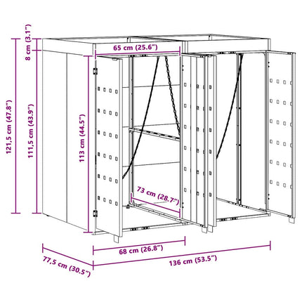 Rangement de poubelle à roulettes pour 3 poubelles Anthracite