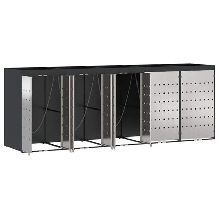 Rangement de poubelle à roulettes pour 3 poubelles Anthracite