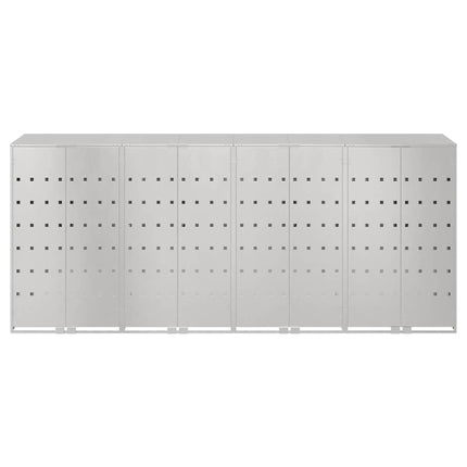 Rangement de poubelle à roulettes pour 3 poubelles Argent