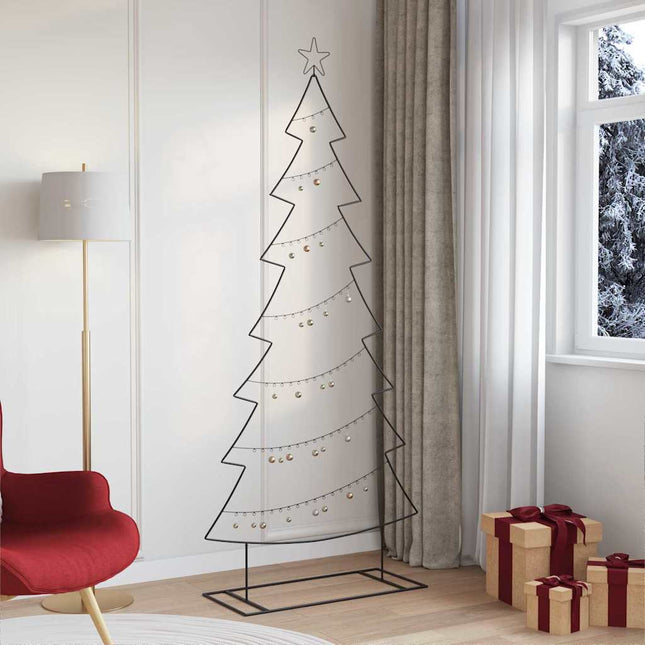 Arbre de Noël en métal avec support Noir 210 cm Acier