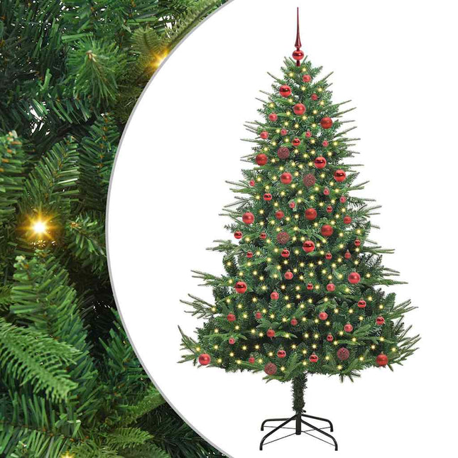 Sapin de Noël artificiel pré-éclairé avec set de boules Vert