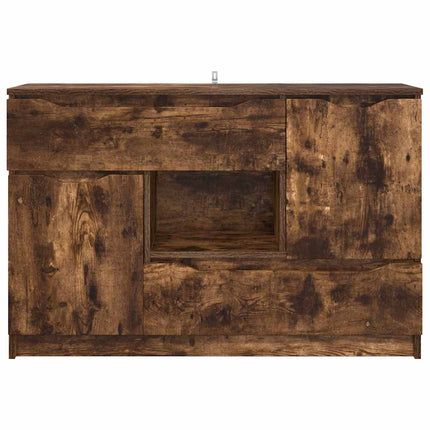 Buffet avec tiroir Chêne fumé 100 x 30 x 65,6 Bois d'ingénierie
