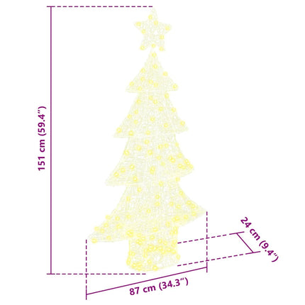 Sapin de Noël avec 160 LED Blanc chaud 150 cm Acrylique
