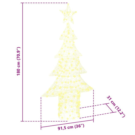 Sapin de Noël avec 240 LED Blanc chaud 180 cm Acrylique
