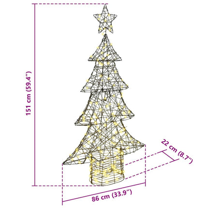 Sapin de Noël avec 160 LED Blanc chaud 150 cm Rotin