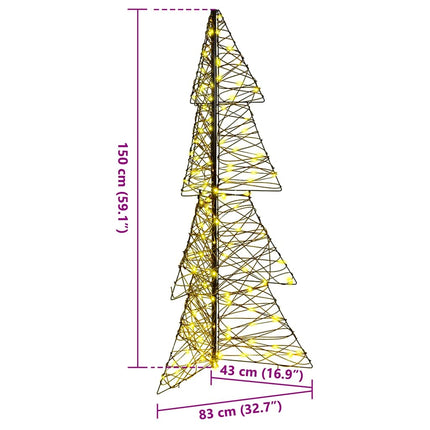 Sapin de Noël avec 160 LED Blanc chaud 150 cm Rotin